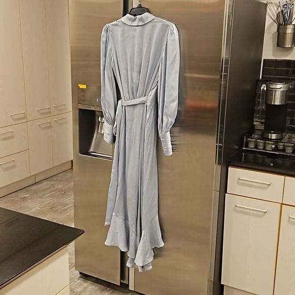 💕ZIMMERMANN💕 Silk Wrap Midi Dress ~ Ice Blue US 6 NWT - Picture 13 of 16
